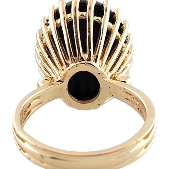 14K Yellow Gold Onyx Ring Size 6.25 #16163 - Picture 4 of 7